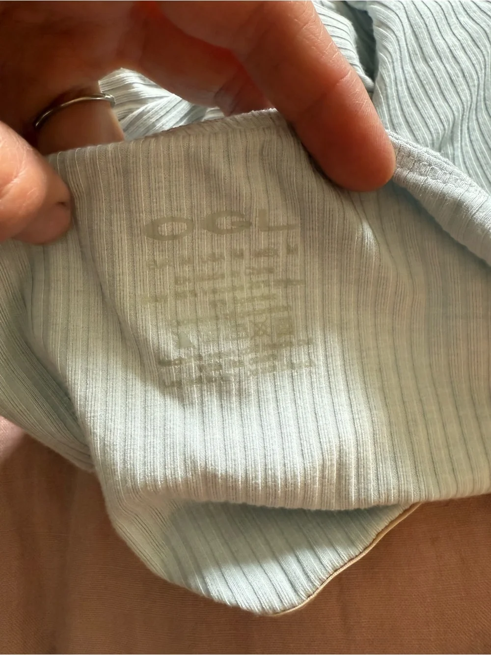 OGL Light Blue Ribbed Square-Neck Tank with Ruffle Hem - Picture 3 of 4